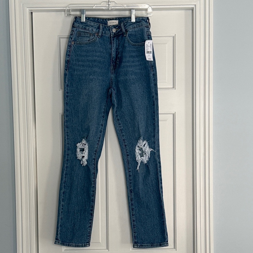 PacSun Medium Blue Distressed Straight Leg Jeans